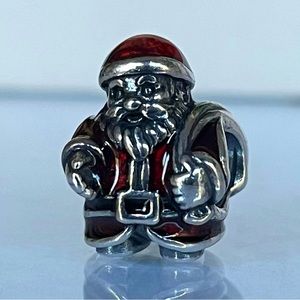 Pandora Sterling silver & Red Enamel “Santa” Charm!
